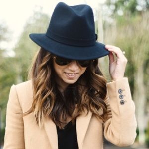 NWT BAILEY FOR J CREW LITE FELT FEDORA HAT BLACK